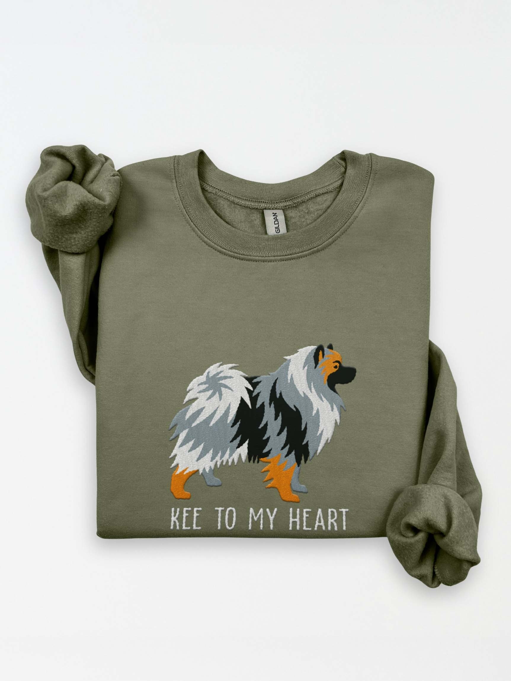 Kee to My Heart Sweatshirt (Embroidered) of a Keeshond(Brownish Gray) product image (1)