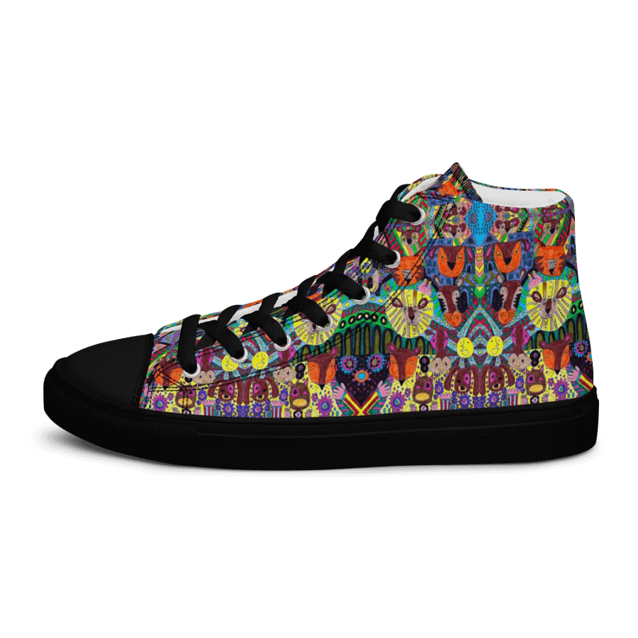 Abstract Doodle Art Animals Ladies High Top Canvas Shoes product image (12)