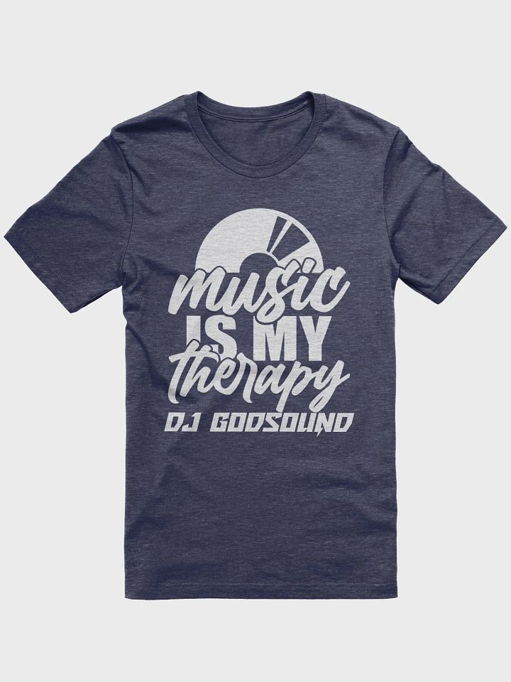 DJ T-Shirt With Graphic Rapper Merch Band Merch Music Merch By DJ GodSound "Music is My Therapy" Slogan Classic Fit UNISEX Blue product image (1)