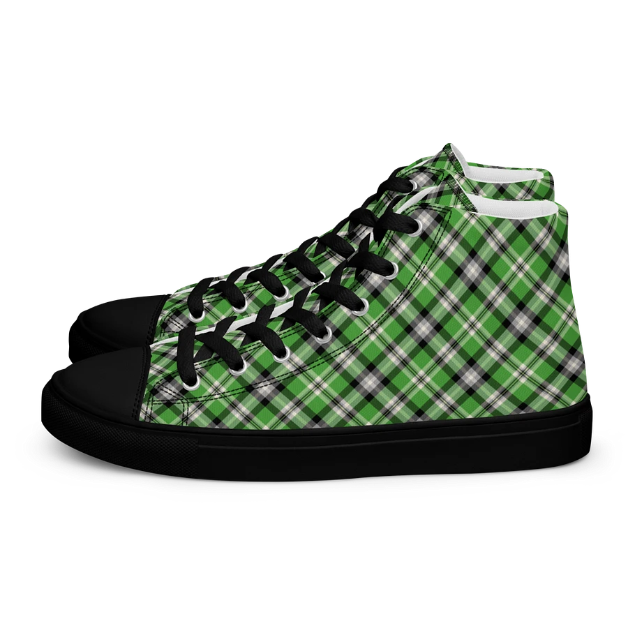 Bright Green Plaid Men's High Top Shoes product image (4)