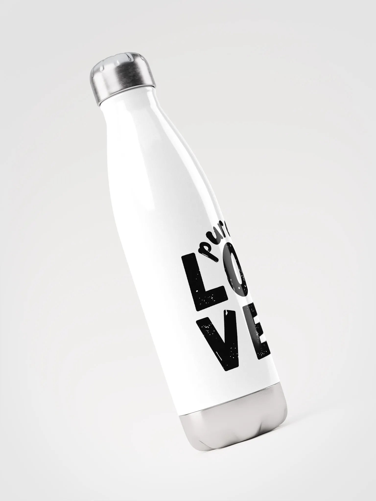 Pure Love black on white Stainless Steel Water Bottle product image (3)