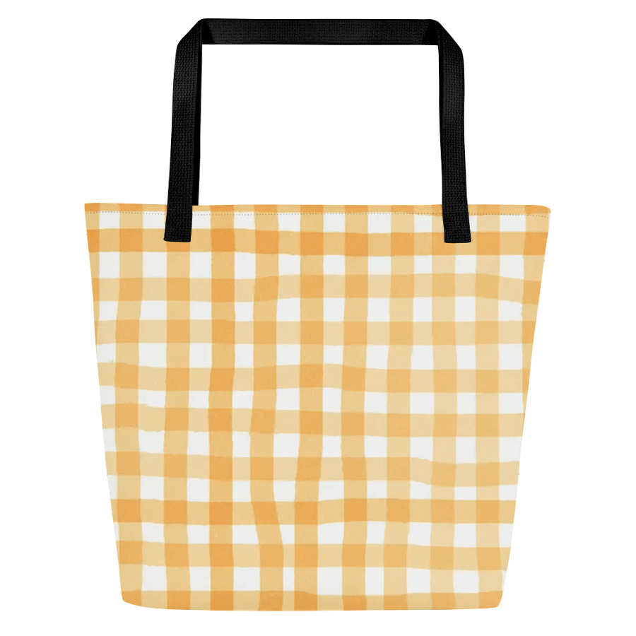 Sunny Gingham Sunflower -Over Print Tote Bag with Pocket product image (3)