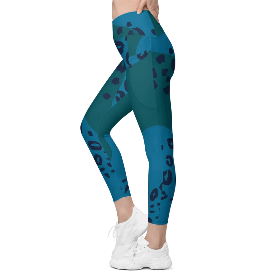 Flowing Teal Camo Leggings with Pockets product image (4)