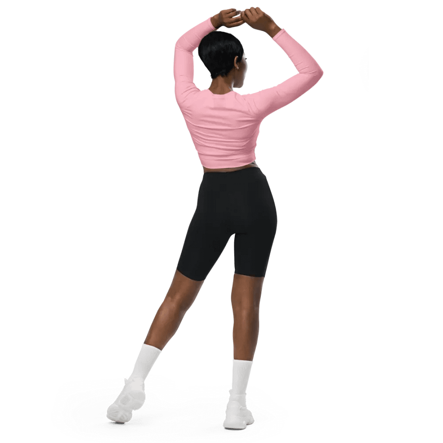 Plain Color Pink Long Sleeve Crop Top product image (4)