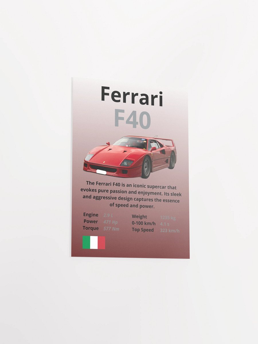 Ferrari F40 Wall Poster Without Frame product image (12)