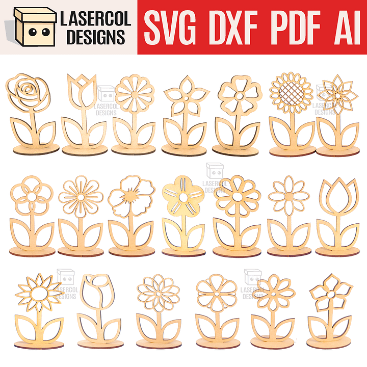 Flowers Bundle (Set 1-2-3-4) - Laser Cut Files product image (1)