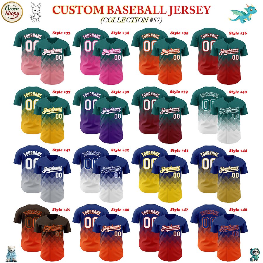 Authentic Baseball Jersey, Custom Baseball Jersey, Personalized Sport Jersey, Colorful, Number, 3D Gradient Square Shape product image (183)