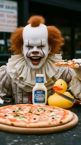 #DreamTrackAI enjoying pizza with my good friend pennywise