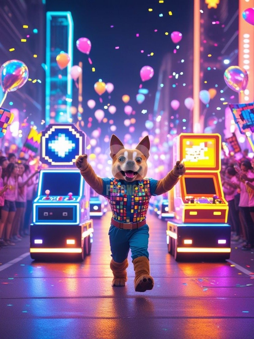 Pixel Party Parade – Track 9: Party Parade Protocol (Dog Mascot Edition) | 1120x1120 px | 4 Variations | PNG + PDF product image (4)