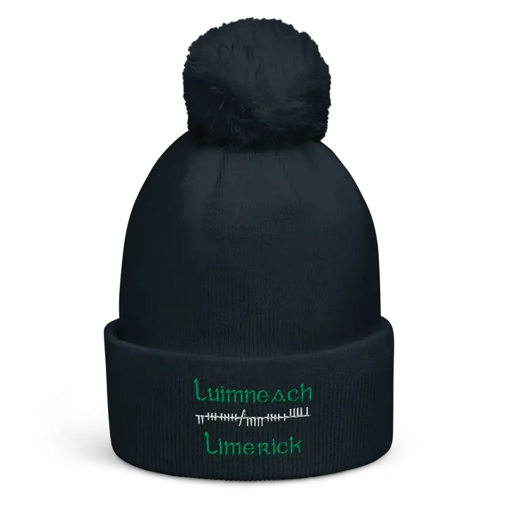 Limerick/Luimneach Orthodox style Ogham embroidered Pom-Pom Beanie product image (1)
