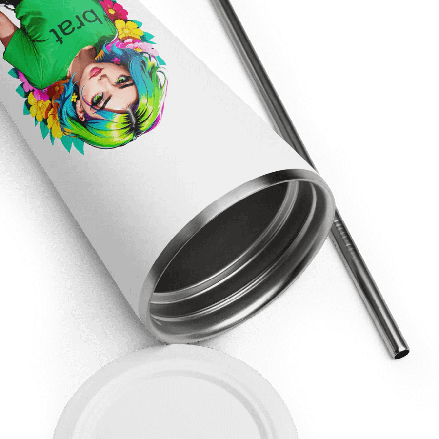 Brat 20 oz Tumbler Cup - White - Insulated Tumbler with a Straw v1 product image (9)
