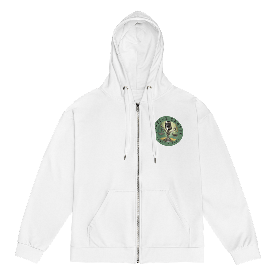Justice Served White Zip Hoodie - Unisex product image (1)
