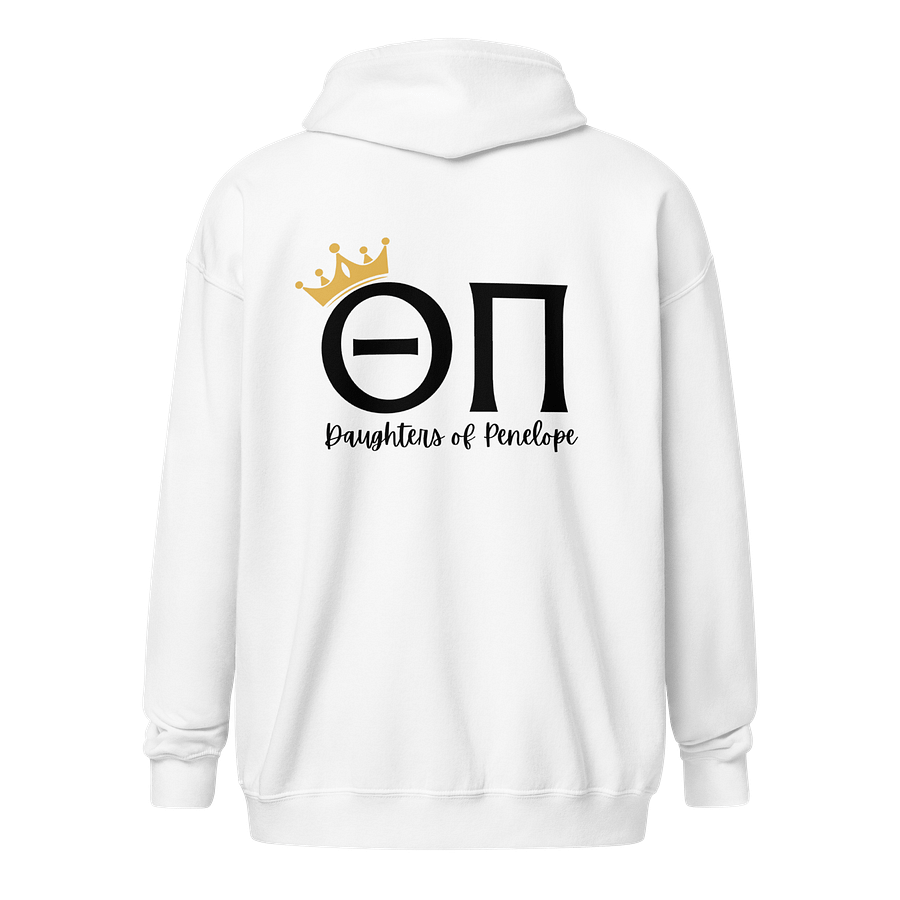 Theta Pi Zip Hoodie Black text product image (1)