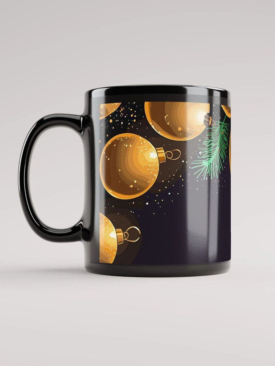 Golden Christmas Ornaments Black Glossy Mug product image (4)