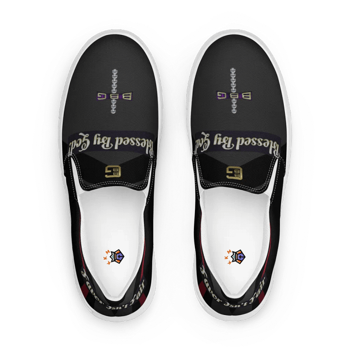 BBG Diamond Cross Black with Red Stripe Men's Slip Ons product image (2)