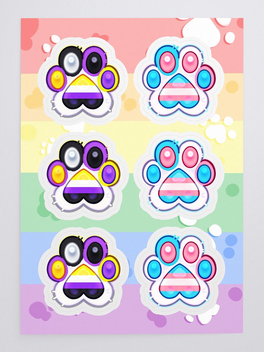 Trans & Nonbinary Medley Pride Paw Prints Sticker Sheet product image (3)