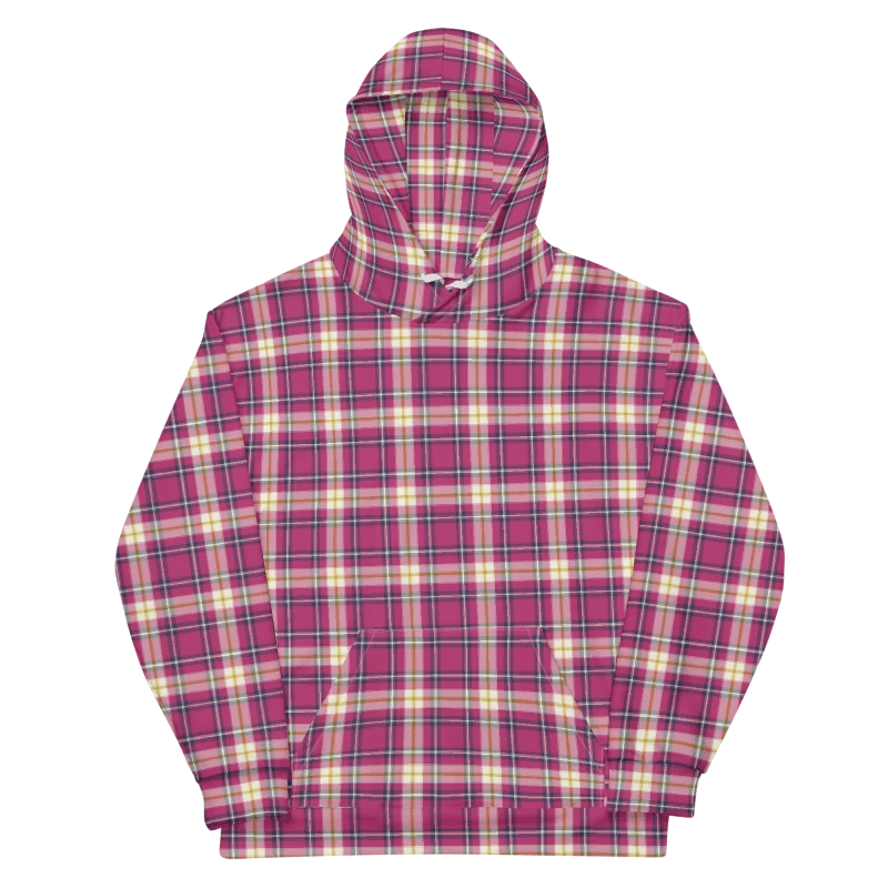 Hot Pink and Navy Blue Plaid Hoodie product image (6)