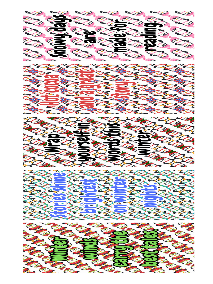 Colored Winter Themed Bookmarks with Patterns and Quotes product image (6)