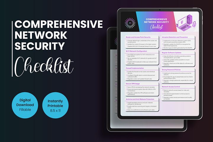 Network Security Checklist Digital PDF Download Instantly Printable Fillable product image (1)