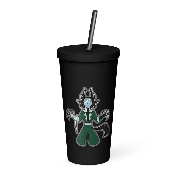 "Mirror-faced" tumbler with straw product image (1)