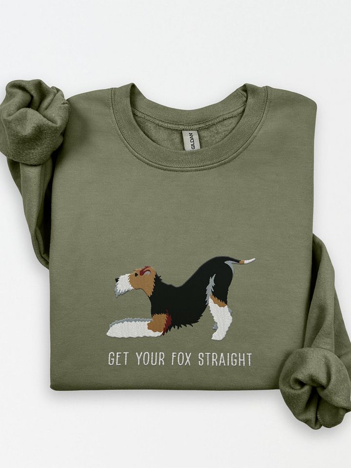 Get Your Fox Straight Sweatshirt (Embroidered) of a Wire Fox Terrier(Black, Tan, & White) product image (1)