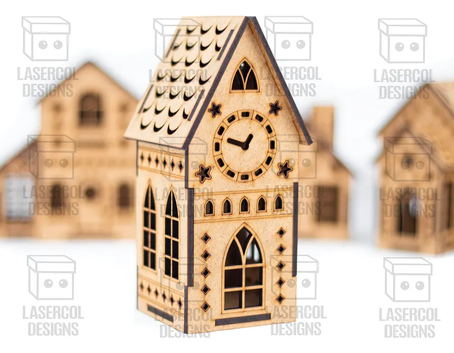 Christmas Houses Set 2 (5 Styles) - Laser Cut Files product image (10)