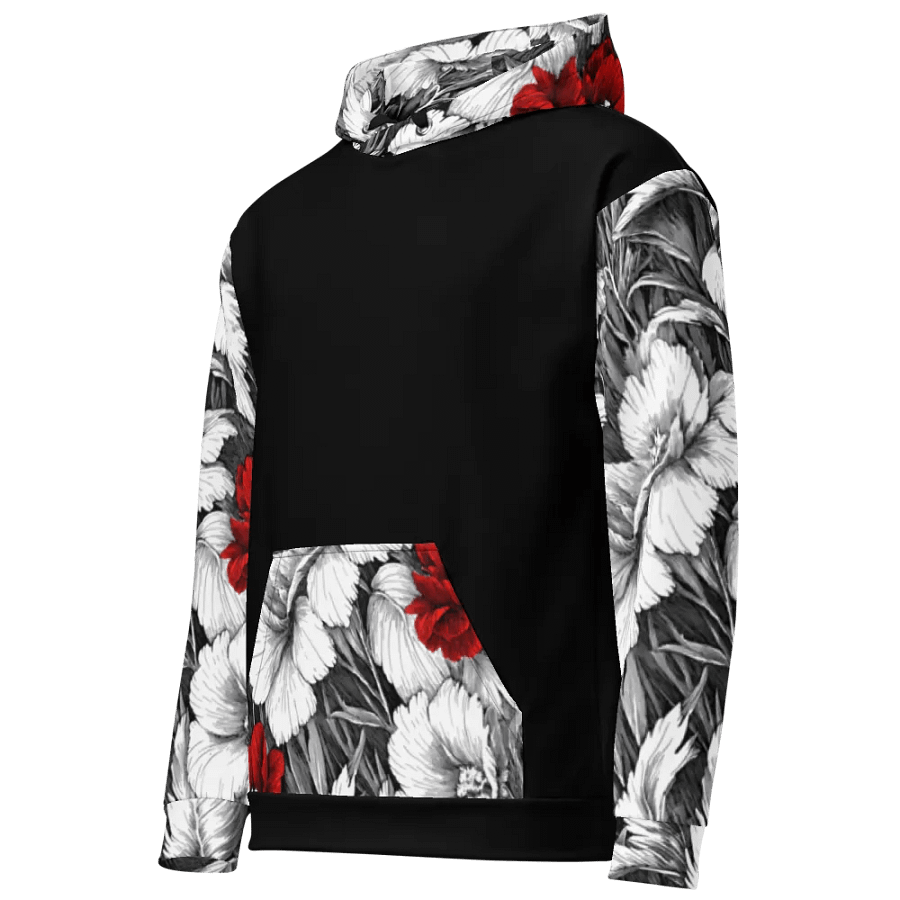 Bold Red Floral Pattern II Black Hoodie product image (1)