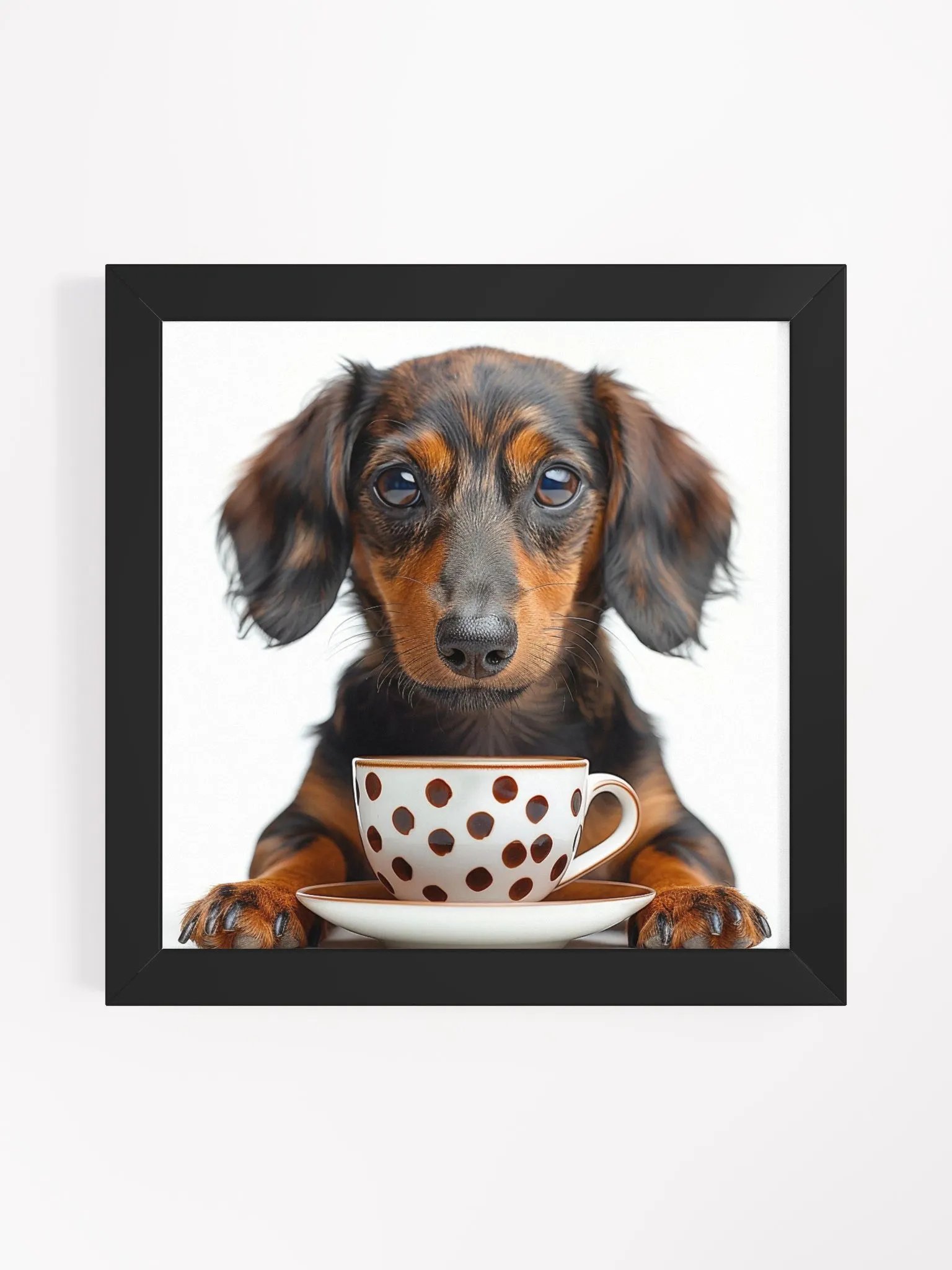 Coffee Lover Cute Dachshund Dog Framed Wall Art product image (8)