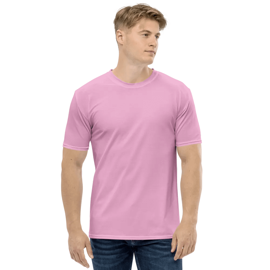 Plain Light Carnation Pink True Summer Men's Crewneck Polyester Heavyweight Premium T-Shirt by Treasure Pie product image (4)