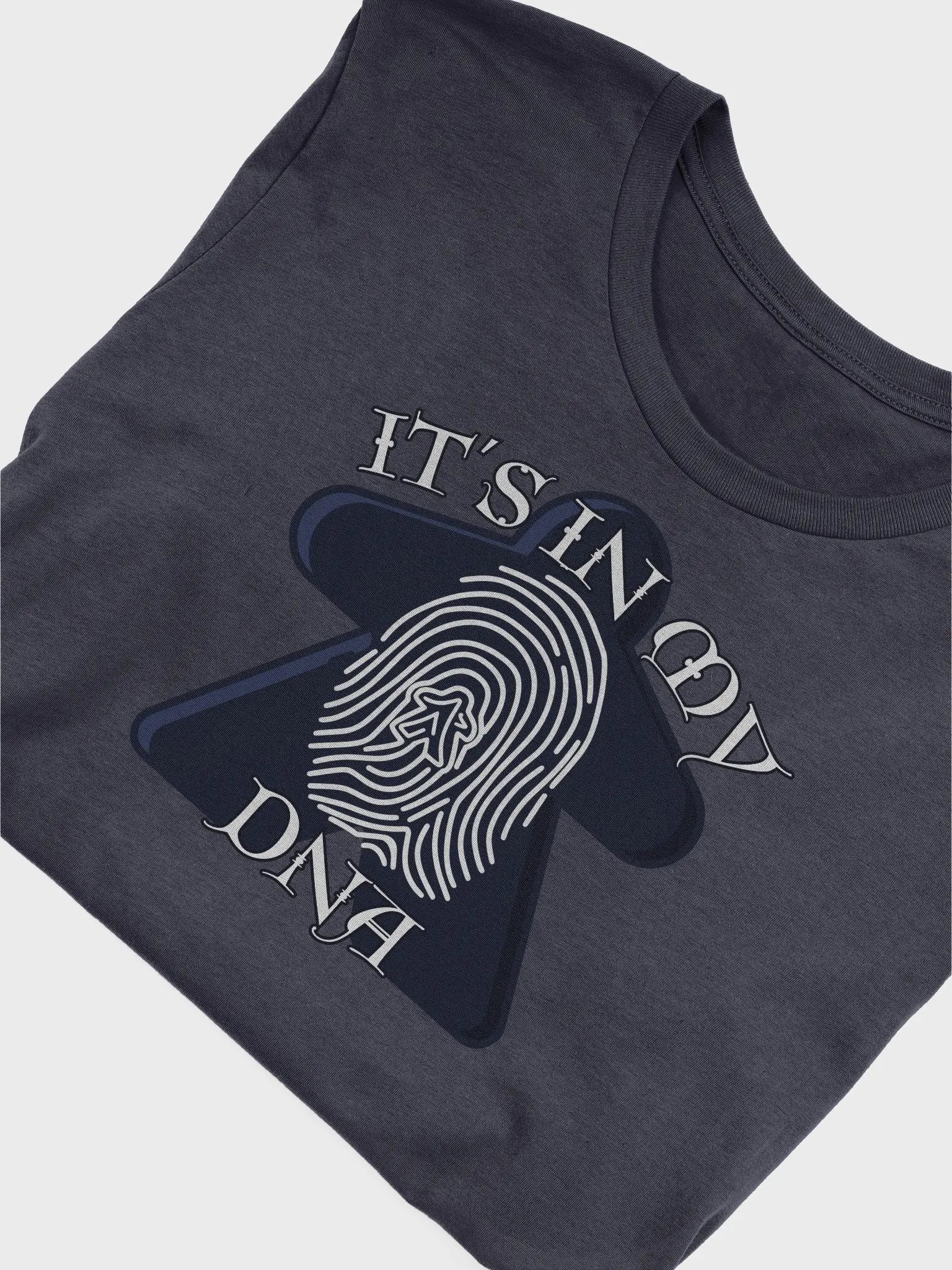 Meeple DNA Shirt for Board Gamers, Fingerprint Meeple Board Game T-shirt, It's in my DNA navy product image (5)