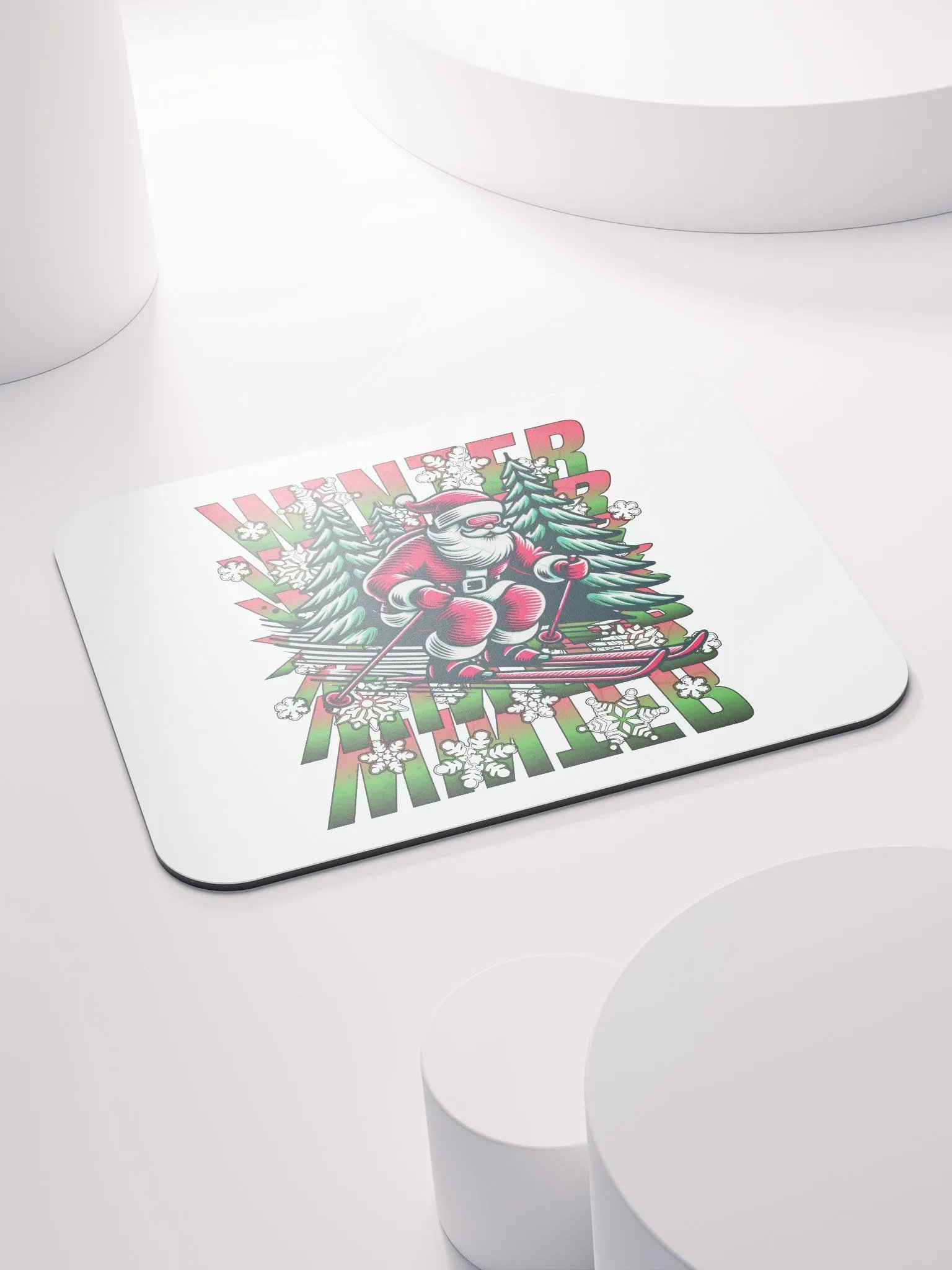 Winter Santa Skiing Wonderland Mouse Pad product image (4)
