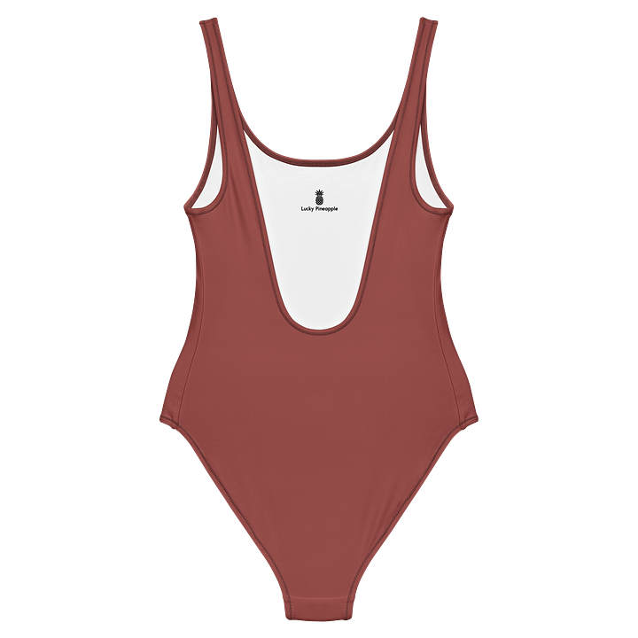 Albuquerque Terracotta Red Brown Solid Color Retro Inspired Women's One Piece Swimsuit product image (2)