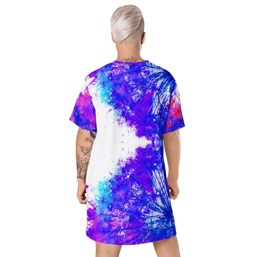 Abstract Bright Neon Dandelion Seeds T Shirt Dress product image (10)