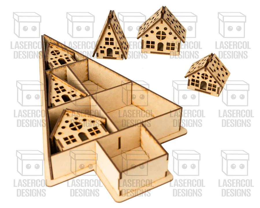 Christmas Houses Ornaments Box - Laser Cut Files product image (4)