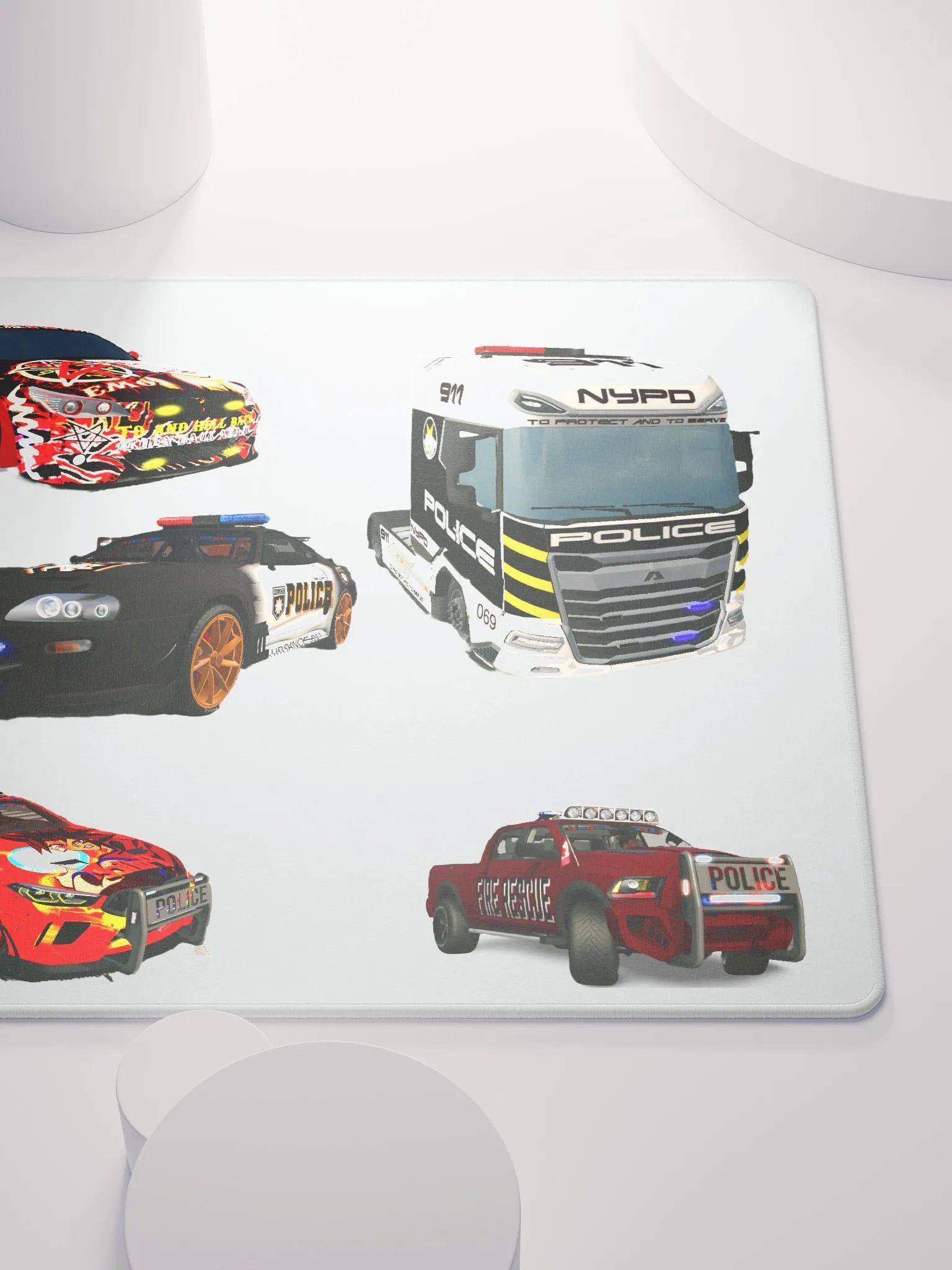 Artistic Police Car Collage Gaming Mouse Pad product image (9)