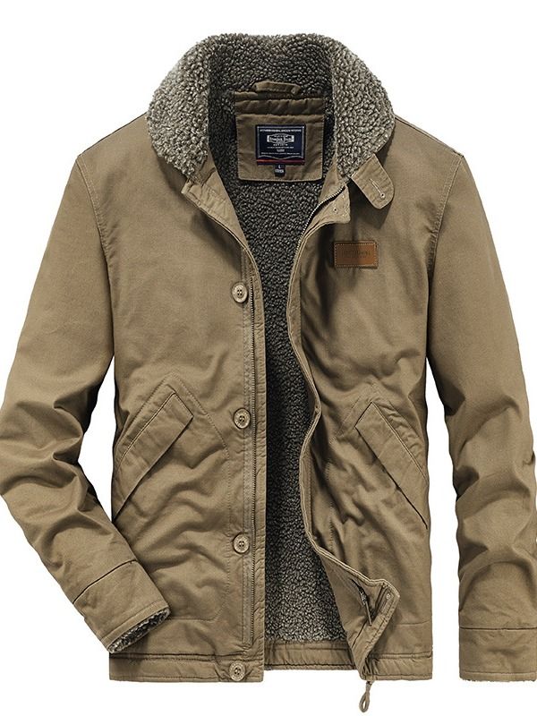 Men's Fleece Coat Lined Padded Warm Keeping Cotton Jacket product image (1)