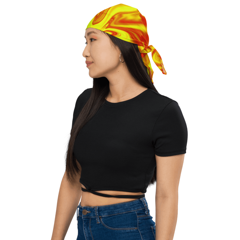 Bandana - Yellow and Red Digital Fluid Art product image (1)