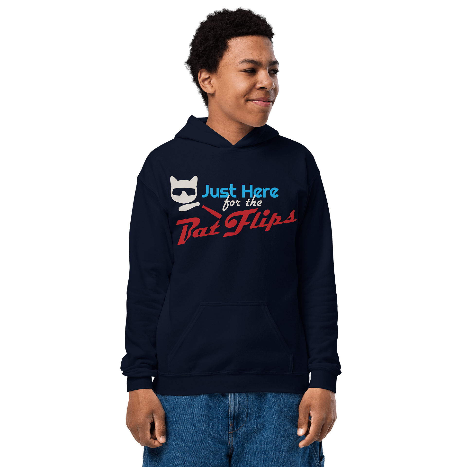 Baseball Cat (Just Here for The Bat Flips) - Unisex Youth Hoodie product image (1)