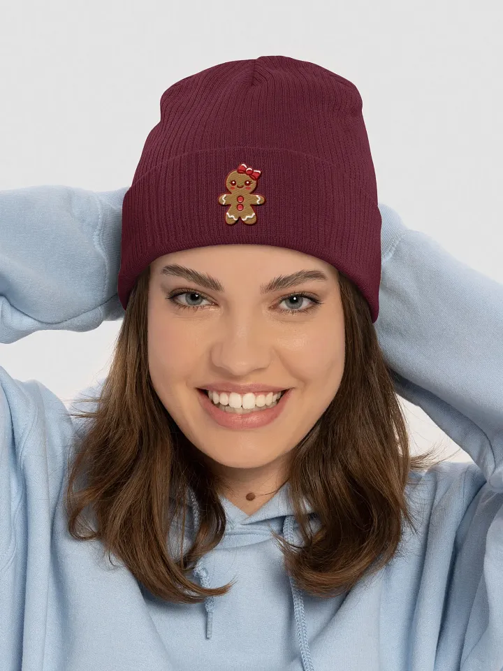 Gingerbread Girl Embroidered Cotton Ribbed Beanie product image (2)