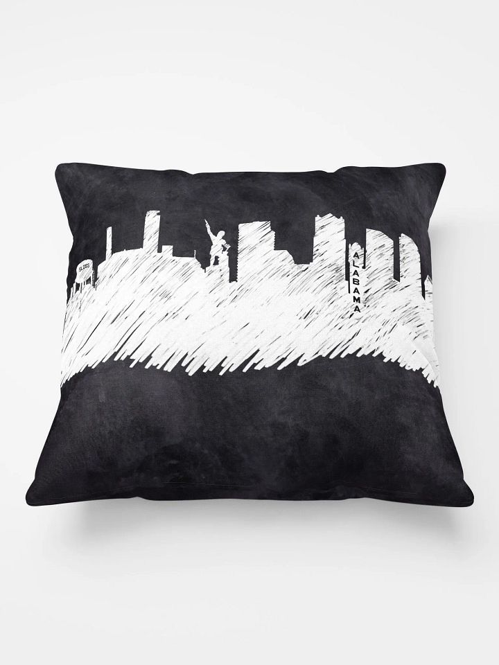 Birmingham Alabama Skyline Art – Chalkboard Silhouette Throw Pillow product image (2)