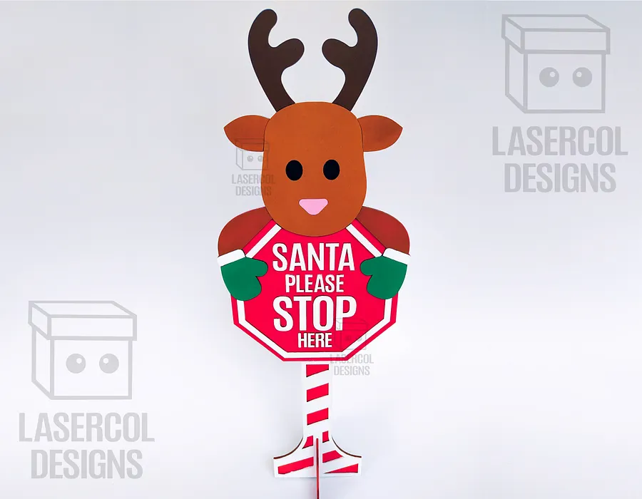 Santa Please Stop Here Sign (Reindeer) - Laser Cut Files product image (6)