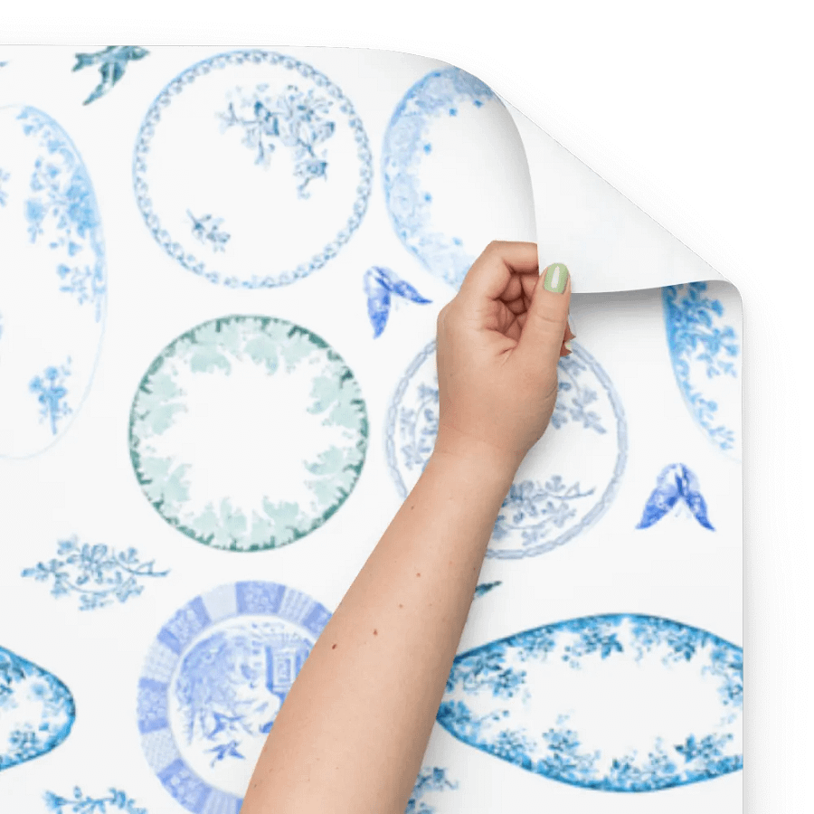 French Antique Plates | BLUE Wrapping Paper product image (10)