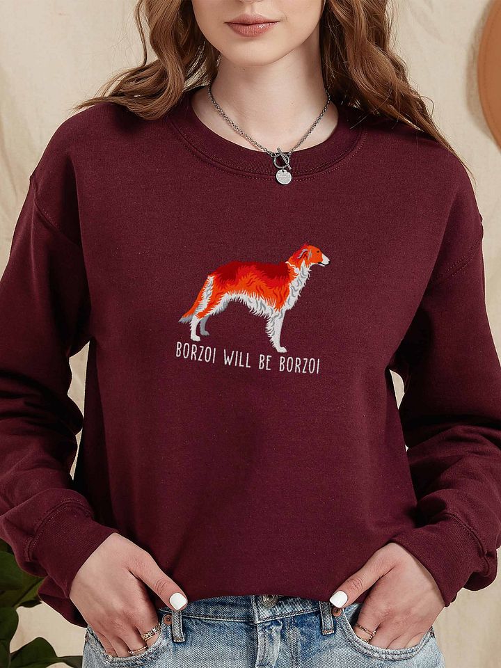 Borzoi Will Be Borzoi Sweatshirt (Embroidered) of a Borzoi(Red) product image (2)