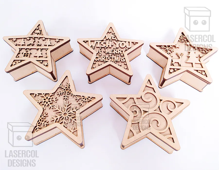 Christmas Star Box (2 Sizes, 5 Styles) - Laser Cut Files product image (5)