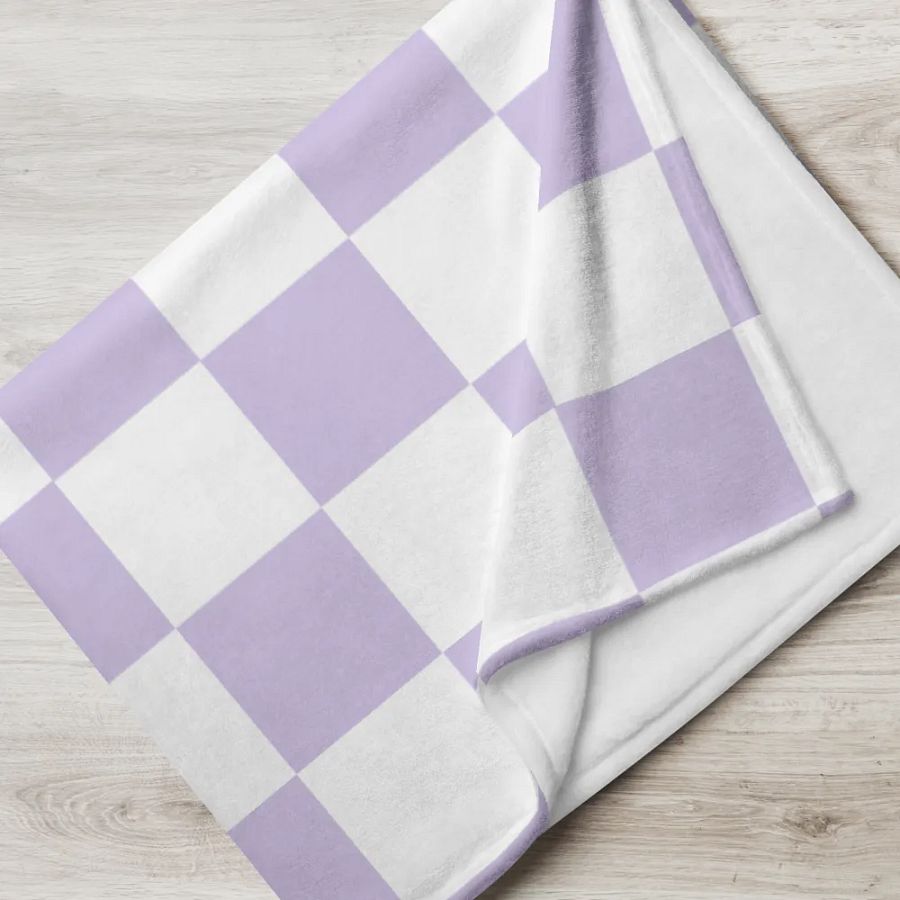Squares White and Lilac/Throw Blanket by Allcolor product image (5)