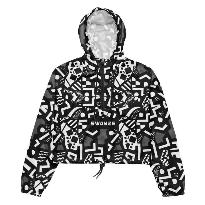 Monochrome 90s Vibes Crop Hoodie Windbreaker product image (1)