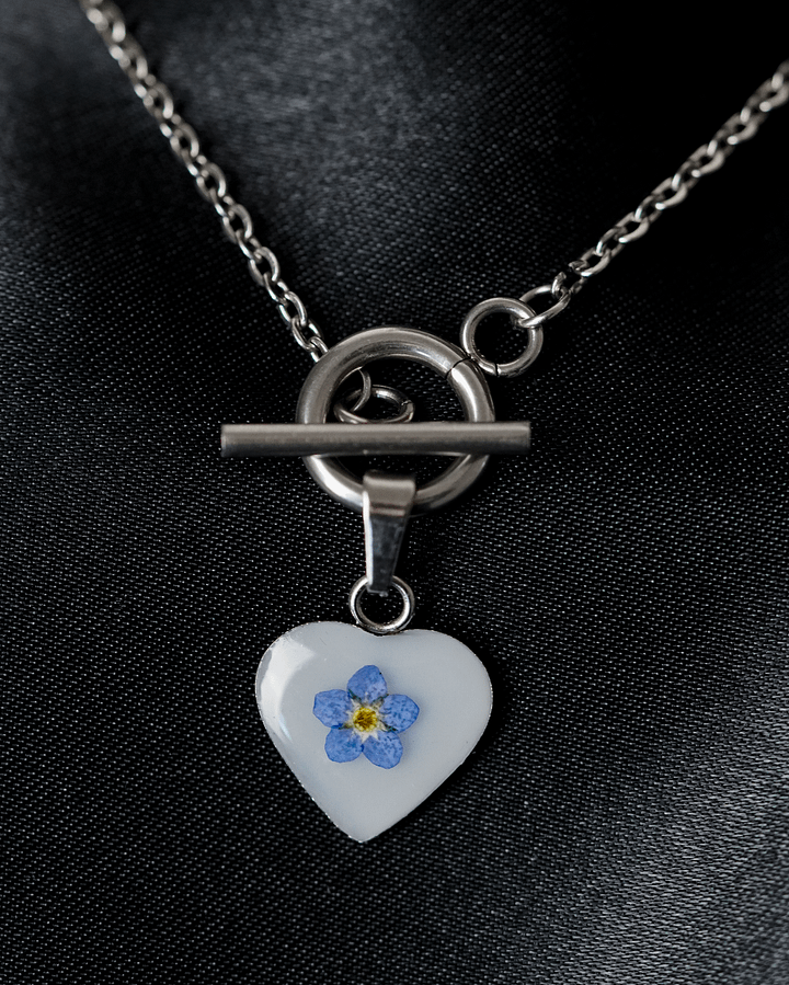 Blue Forget-Me-Not Heart Necklace product image (1)
