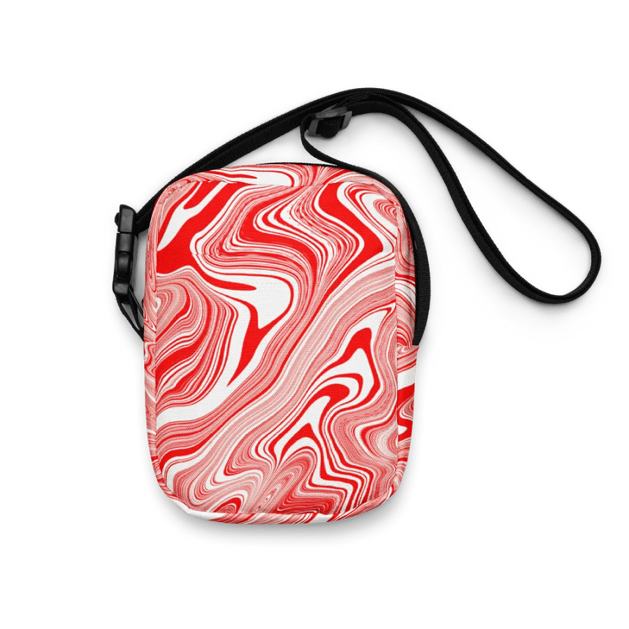 Utility Crossbody Bag - Red and White Liquid Swirls product image (1)