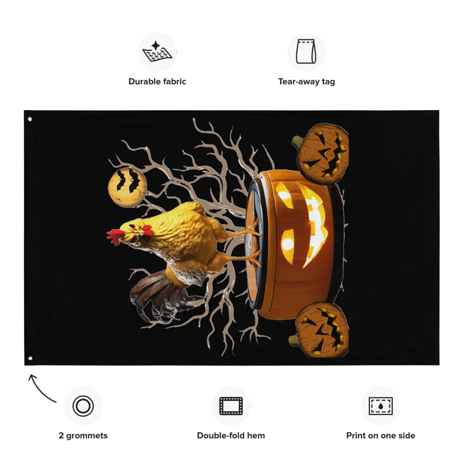 Rooster Rides Again Halloween Flag product image (6)