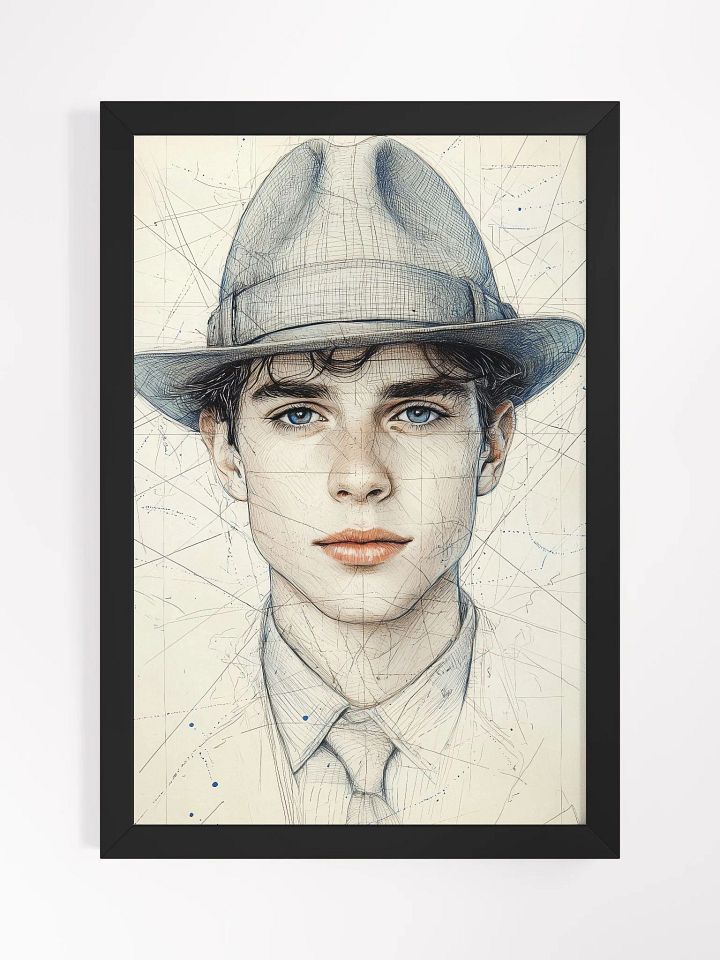 Classic Elegance: Line Art Portrait of a Man in a Fedora product image (1)